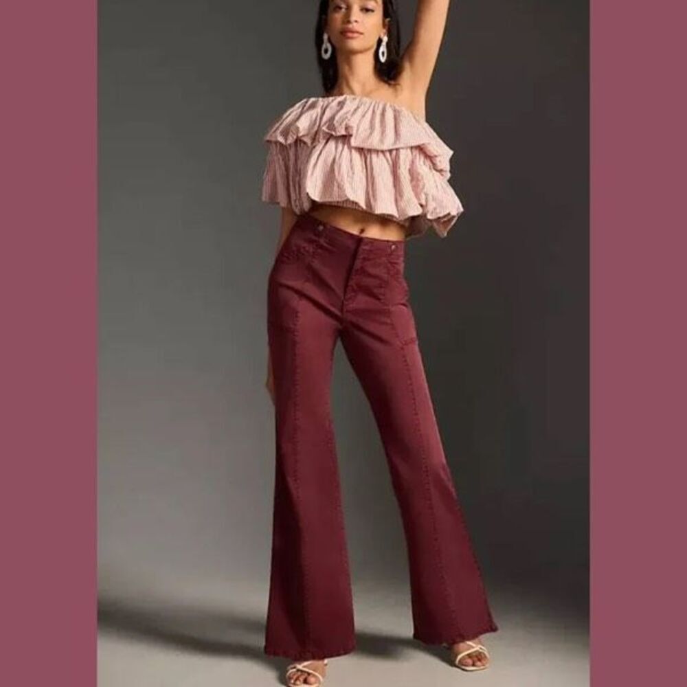 Anthropologie Pilcro The‎ Demilune Boot Utility Flare Pant Plum Size 29” Size 8